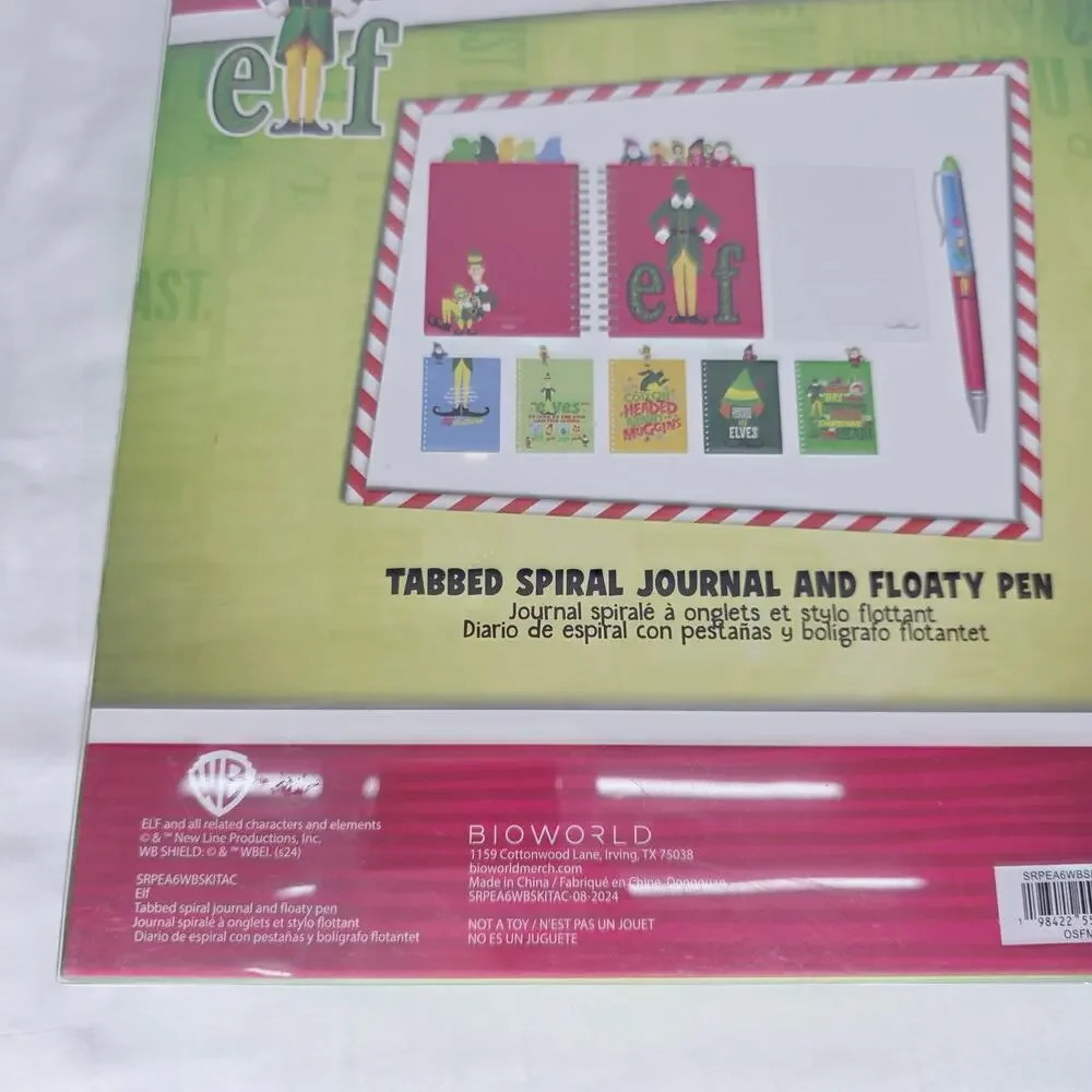 Elf The Movie Tabbed Spiral Journal and Floaty Pen Stationary Gift Set New